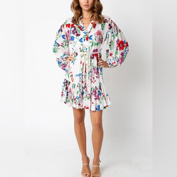 Olivaceous Dresses & Skirts - NWT OLIVACEOUS The Annie Dress Button Down Floral Design Long Sleeve Size Small